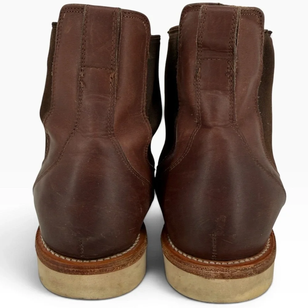 Tecovas The Luke Brown Leather Chelsea Boots Mens 9.5 EE Wide Vibram Wedge